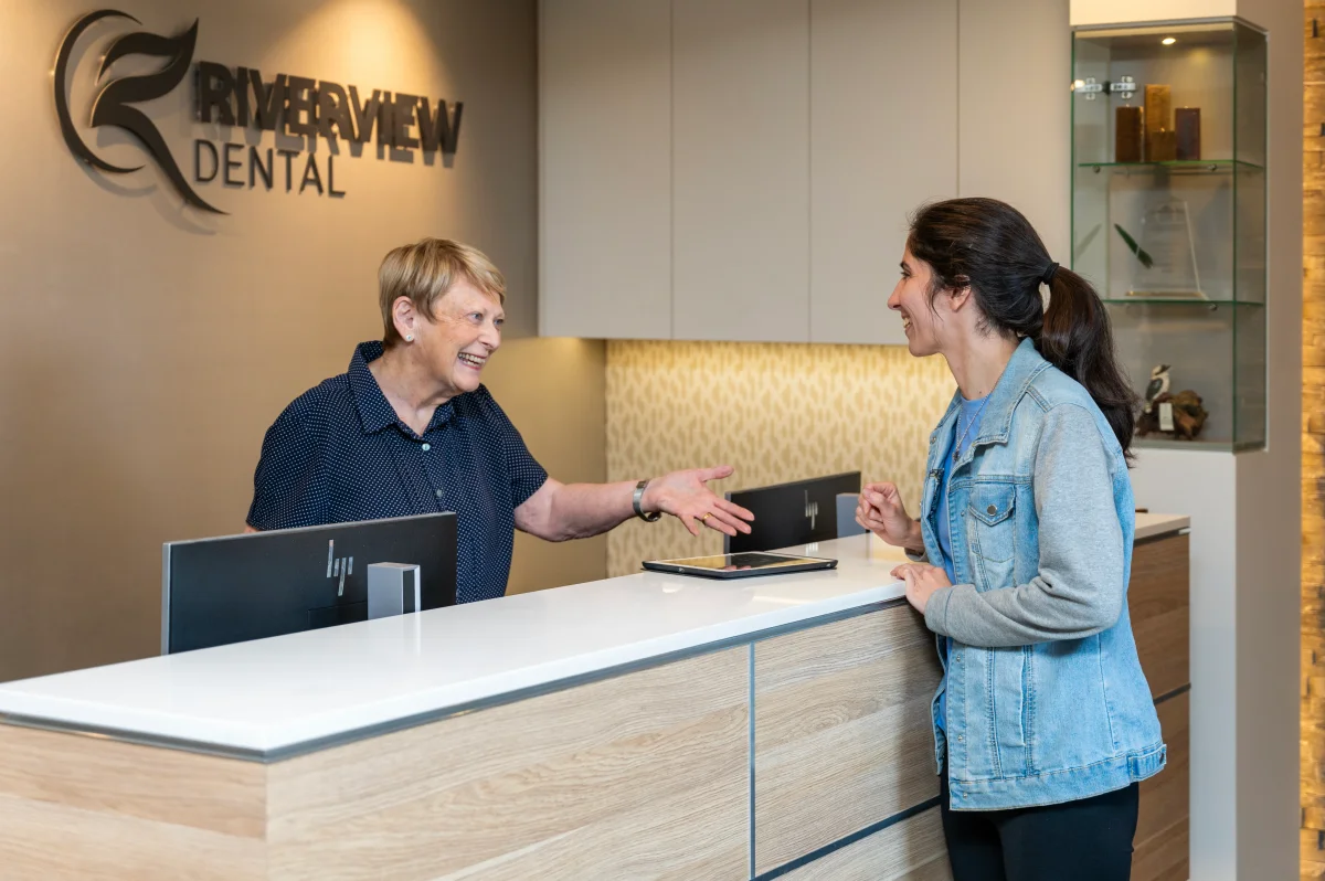 isabelle biram welcoming patient in waiting room riverview dental shepparton vic 187
